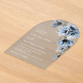 Blauwe Bloemen Wit Acryl Uitnodigingen (Laagn)