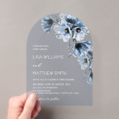 Blauwe Bloemen Wit Acryl Uitnodigingen (Insitu (Draagbaar))