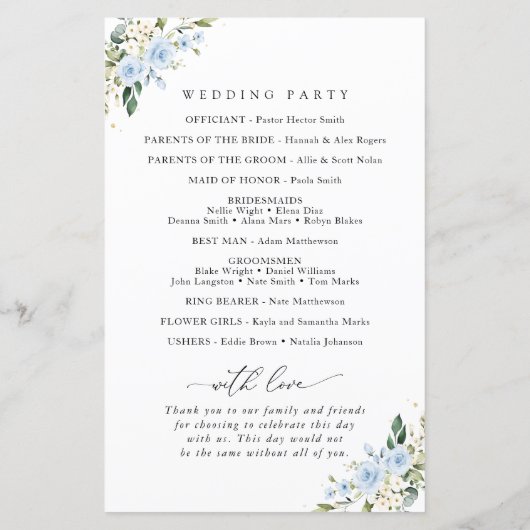 Blauwe bloemen, witte bloemen, boho, huwelijksprog (Achterkant)