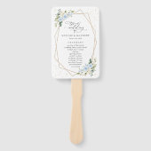 Blauwe bloemen, witte bloemen, boho, huwelijksprog handwaaier (Voorkant)