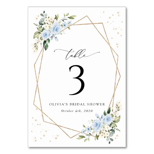 Blauwe bloemen, witte bloemen, boho, tafelnummers (Achterkant)