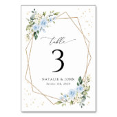 Blauwe bloemen, witte bloemen, boho, tafelnummers (Voorkant)