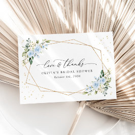 Blauwe bloemen, witte bloemen, Boho, Vrijgezellenf Bedankkaart