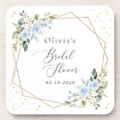 Blauwe bloemen, witte bloemen, Boho, Vrijgezellenf Bier Onderzetter (Voorkant)