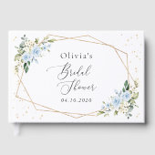 Blauwe bloemen, witte bloemen, Boho, Vrijgezellenf Gastenboek (Voorkant)