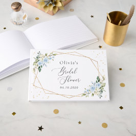 Blauwe bloemen, witte bloemen, Boho, Vrijgezellenf Gastenboek