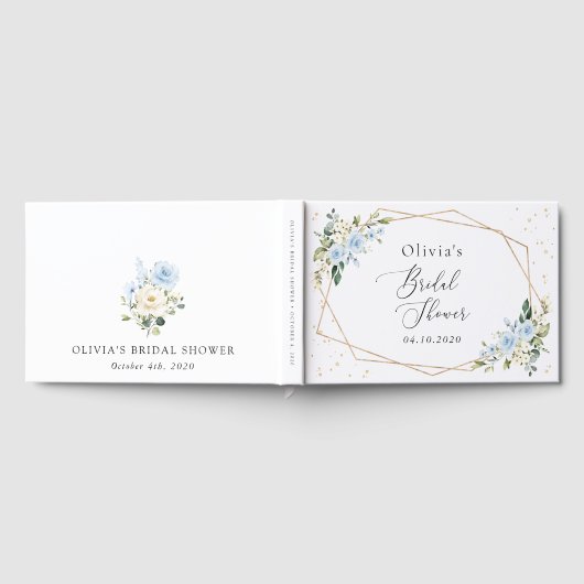 Blauwe bloemen, witte bloemen, Boho, Vrijgezellenf Gastenboek (Volledig)