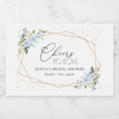 Blauwe bloemen, witte bloemen, Boho, Vrijgezellenf Sparkling Wijnetiket (Enkel label)