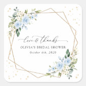 Blauwe bloemen, witte bloemen, Boho, Vrijgezellenf Vierkante Sticker (Voorkant)