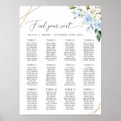 Blauwe bloemen, Witte bloemen, Boho, Zitplaatsen K Poster (Voorkant)