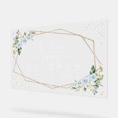 Blauwe bloemen, witte bloemen, bruiloft tijdlijn acryl bord (Hoek)