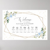 Blauwe bloemen, witte bloemen, bruiloft tijdlijn poster (Voorkant)