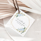 Blauwe bloemen, witte bloemen, groen, Baby shower Bedankjes Labels