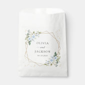 Blauwe bloemen, witte bloemen, groen, bruiloft bedankzakje (Voorkant)