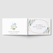 Blauwe bloemen, witte bloemen, groen, bruiloft gastenboek (Volledig)