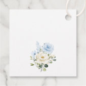Blauwe bloemen, witte bloemen, groen, verjaardag bedankjes labels (Achterkant)