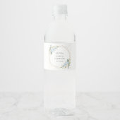 Blauwe Bloemen, Witte Bloemen, Groene Elementen, B Waterfles Etiket (Voorkant)