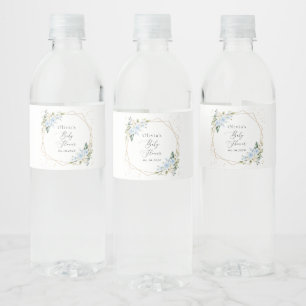 Blauwe Bloemen, Witte Bloemen, Groene Planten, Bab Waterfles Etiket