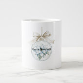 Blauwe Bloemen Witte Boog Kerst Ornament Grote Koffiekop (Voorkant)