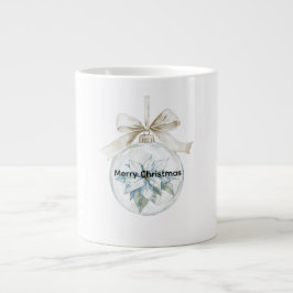 Blauwe Bloemen Witte Boog Kerst Ornament Grote Koffiekop