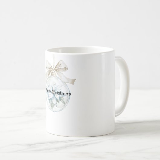 Blauwe Bloemen Witte Boog Kerst Ornament Koffiemok (Voorkant rechts)