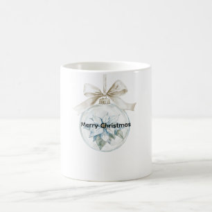 Blauwe Bloemen Witte Boog Kerst Ornament Koffiemok
