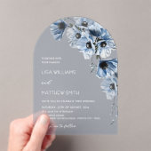 Blauwe Bloemen Witte Bruiloft Acryl Uitnodigingen (Insitu (Draagbaar))