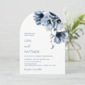 Blauwe Bloemen Witte Bruiloft Casual Kaart (Staand voorkant)
