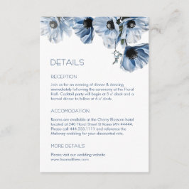 Blauwe Bloemen Witte Casual Informatiekaartje