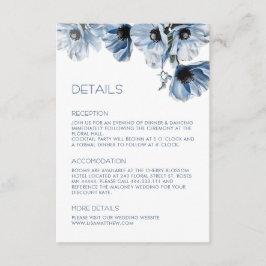 Blauwe Bloemen Witte Casual Informatiekaartje