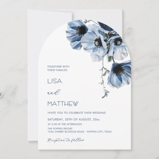 Blauwe Bloemen Witte Casual Kaart (Voorkant)