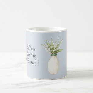 Blauwe Bloemen Witte Vaas Koffiemok