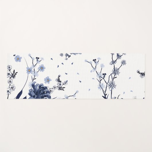 Blauwe bloemen yogamat (Voorkant (horizontaal))