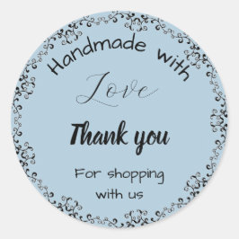 Blauwe bloemen Zakelijke stickers. Ronde Sticker