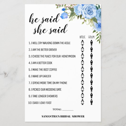 Blauwe bloemen Ze zei dat ze een schokje voor scho Flyer (Voorkant)