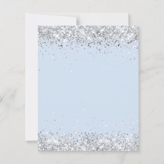 Blauwe bloemen zilver 25e verjaardag uitnodiging (Achterkant)