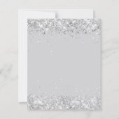 Blauwe bloemen zilver 25e verjaardag uitnodiging (Achterkant)