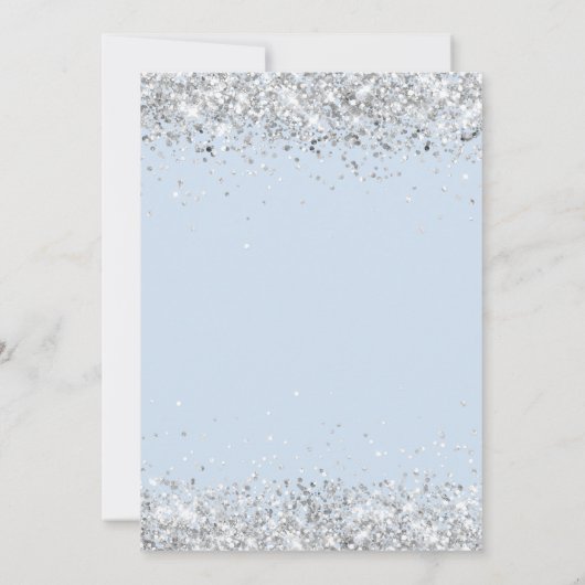 Blauwe bloemen zilveren 25e trouwdag kaart (Achterkant)