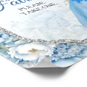 Blauwe Bloemen Zilveren Kroon Quinceañera Favors Poster (Hoek)
