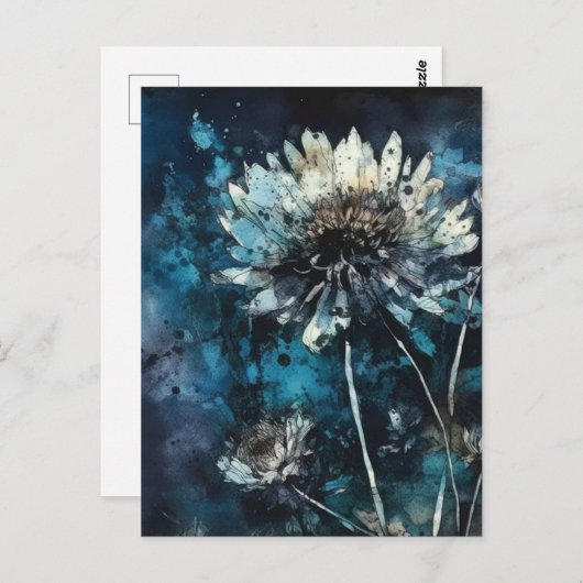 Blauwe Bloemen Zomer Cyanotype Briefkaart (Voorkant / Achterkant)