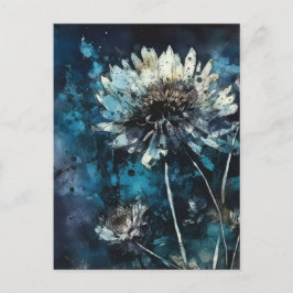 Blauwe Bloemen Zomer Cyanotype Briefkaart
