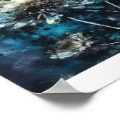 Blauwe Bloemen Zomer Cyanotype Poster (Hoek)