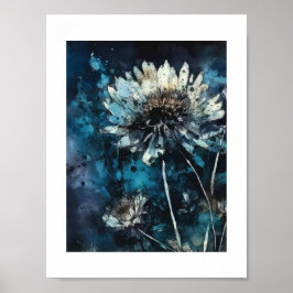 Blauwe Bloemen Zomer Cyanotype Poster