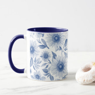 Blauwe bloemen Zonnebloem Mok