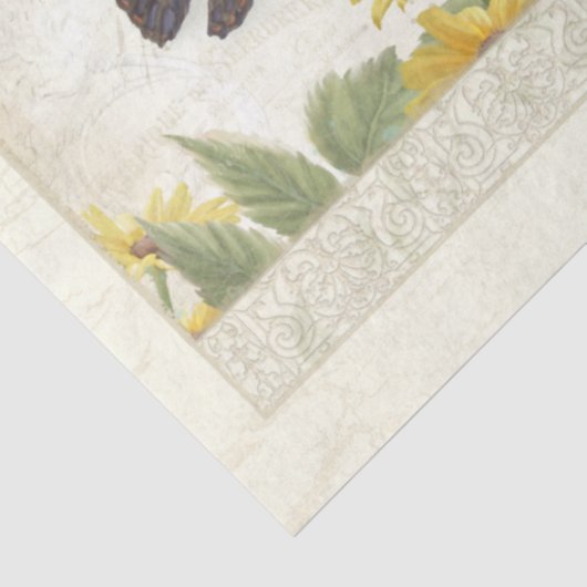 Blauwe bloemen Zonnebloemen Dragonfly Craft Decout Tissuepapier (Detail)