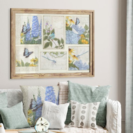 Blauwe bloemen Zonnebloemen Dragonfly Craft Decout Tissuepapier