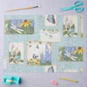 Blauwe bloemen Zonnebloemen Dragonfly Garden Decou Tissuepapier (Craft)