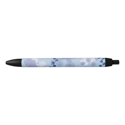 Blauwe bloemen zwarte inkt pen (Voorkant)