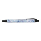 Blauwe bloemen zwarte inkt pen (Bovenkant)