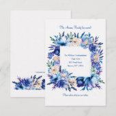 Blauwe Bloemenaankondiging Aankondiging (Voorkant / Achterkant)